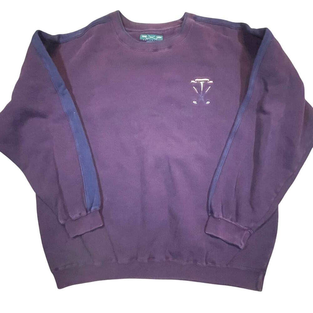 VTG Great‎ Lakes Recreation Vintage Sweatshirt Purple Golf Embroidered Mens XLT